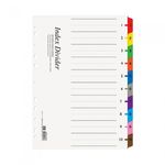 Munhwa File A191-7 Premium A4 10-Tab Art Paper Index Dividers with Writable Multi Color Tabs for Standard Document Classification